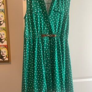 Green Polka Dot Sleeveless Dress